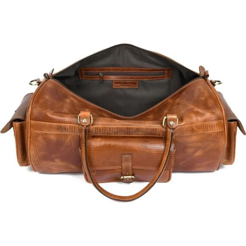 Aaron Leather Duffle Bag for Men, 35L Overnight Weekender Garment Duffel Bags